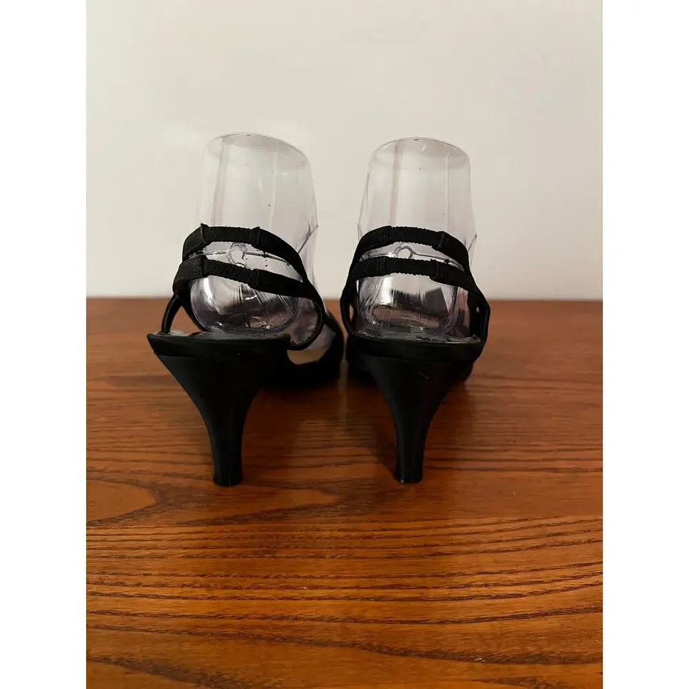 Michael Shannon black sling back heels with bow accent Size 8
